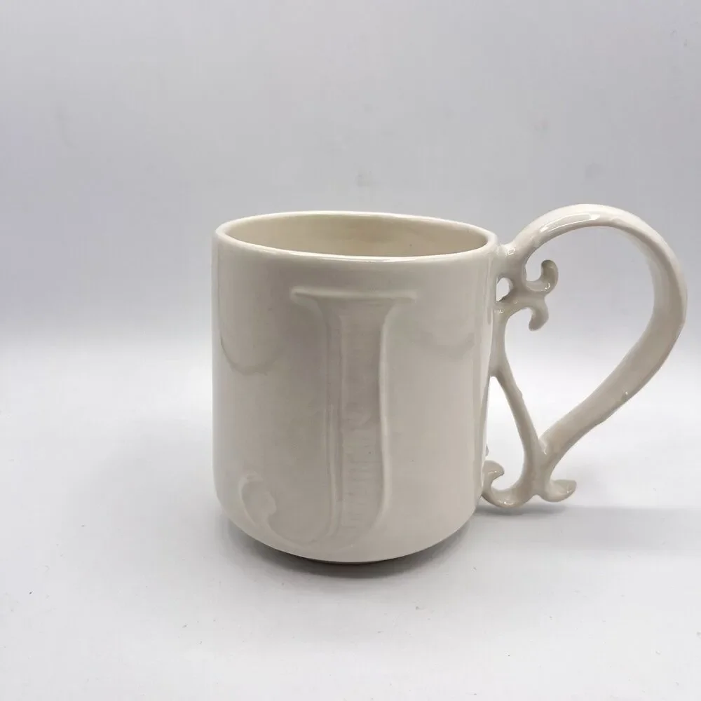 Pottery Barn A-Z Alphabet Mug Embossed Texture 